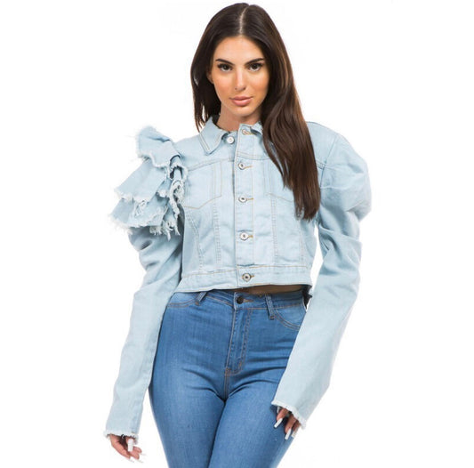 Ruffle Denim Jacket